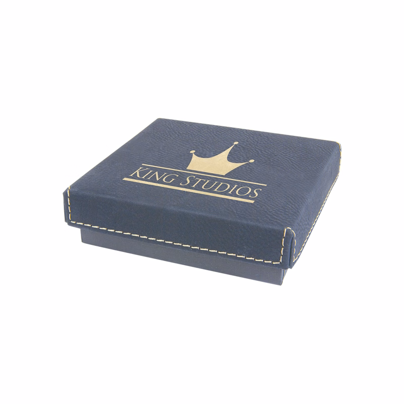4" x 4" Black/Gold Leatherette Medal Box