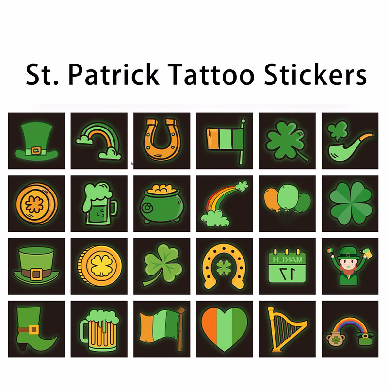 Glow-In-The-Dark St. Patrick's Shamrock Tattoos Celebrations