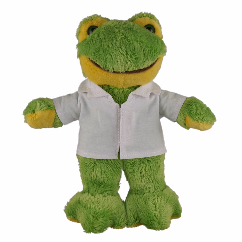 Soft Plush Stuffed Frog in doctor's jacket.