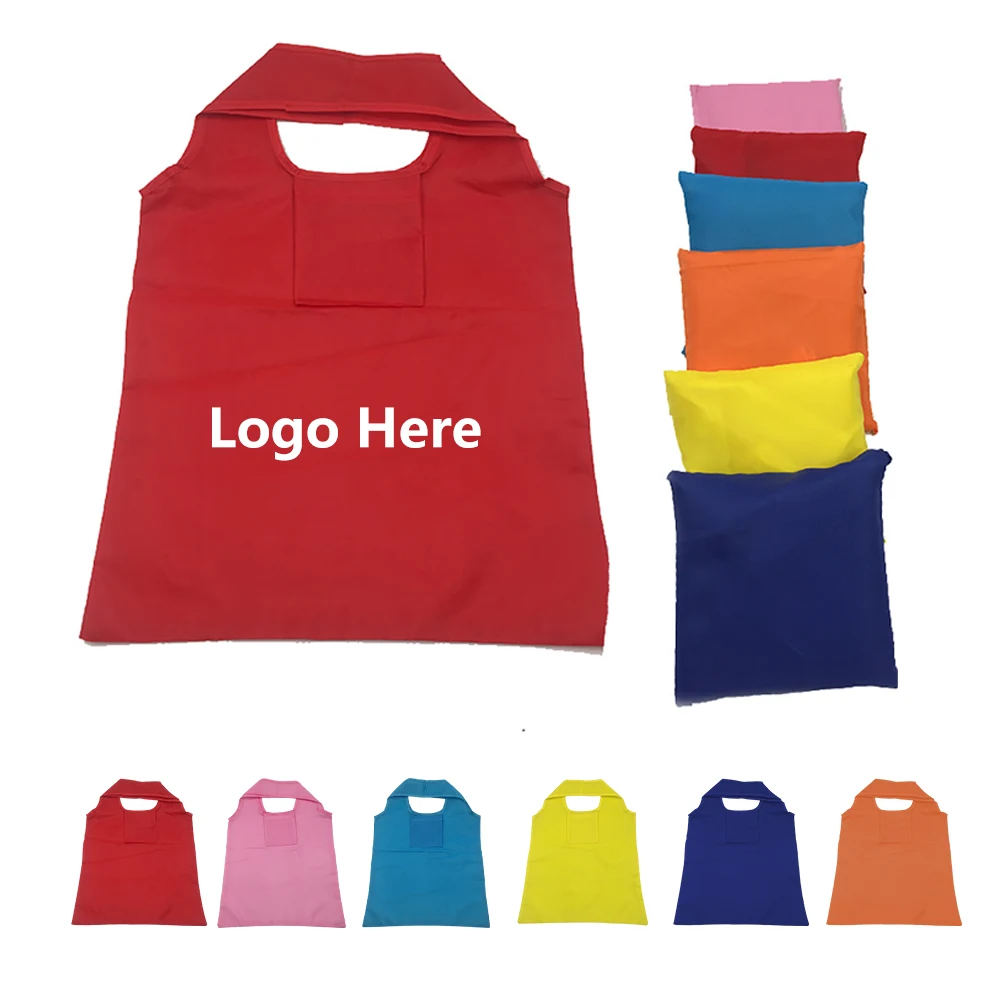 Polyester Foldable Reusable Tote Bag, custom tote bag with logo imprint 1