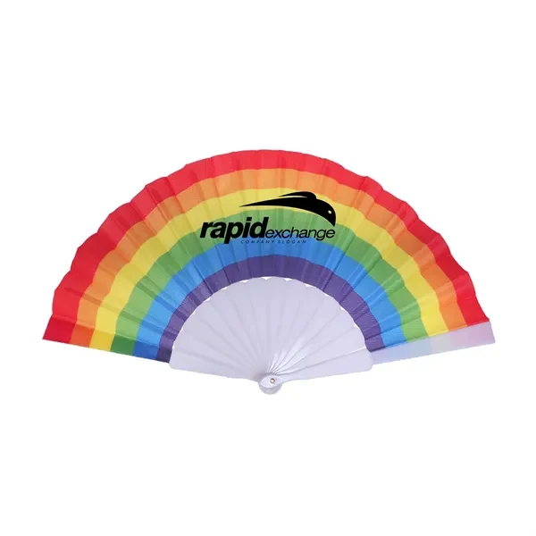 Plastic Handle Folding Fabric Hand Fan 1