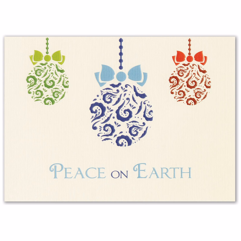 Premium Embossed Ornaments Holiday Greeting Card