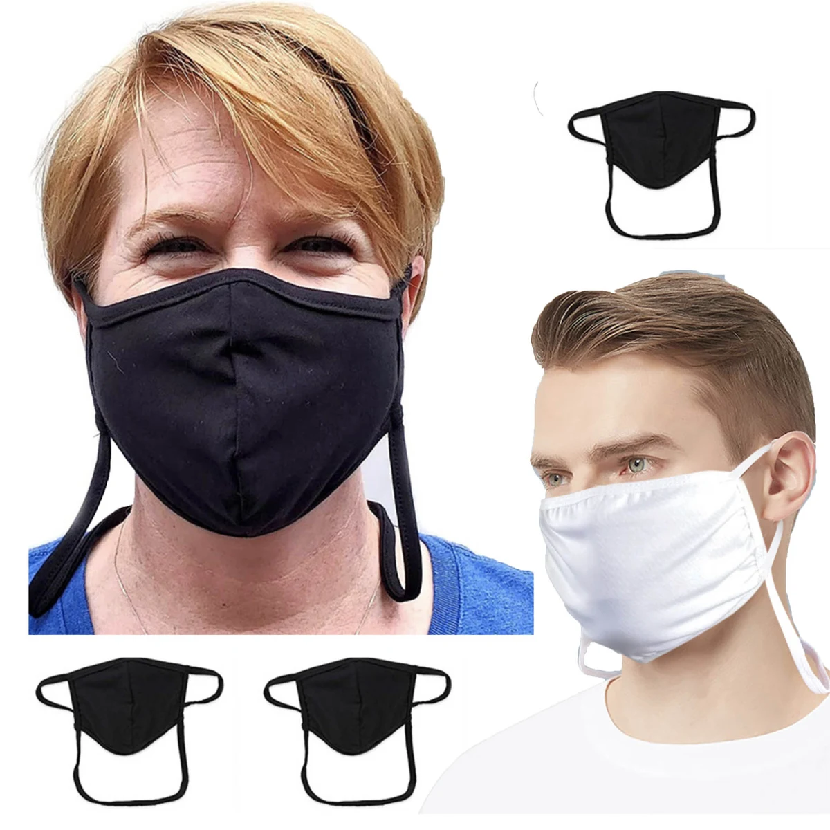 CustomLogo Cotton Adjustable Face Mask With Lanyard 1