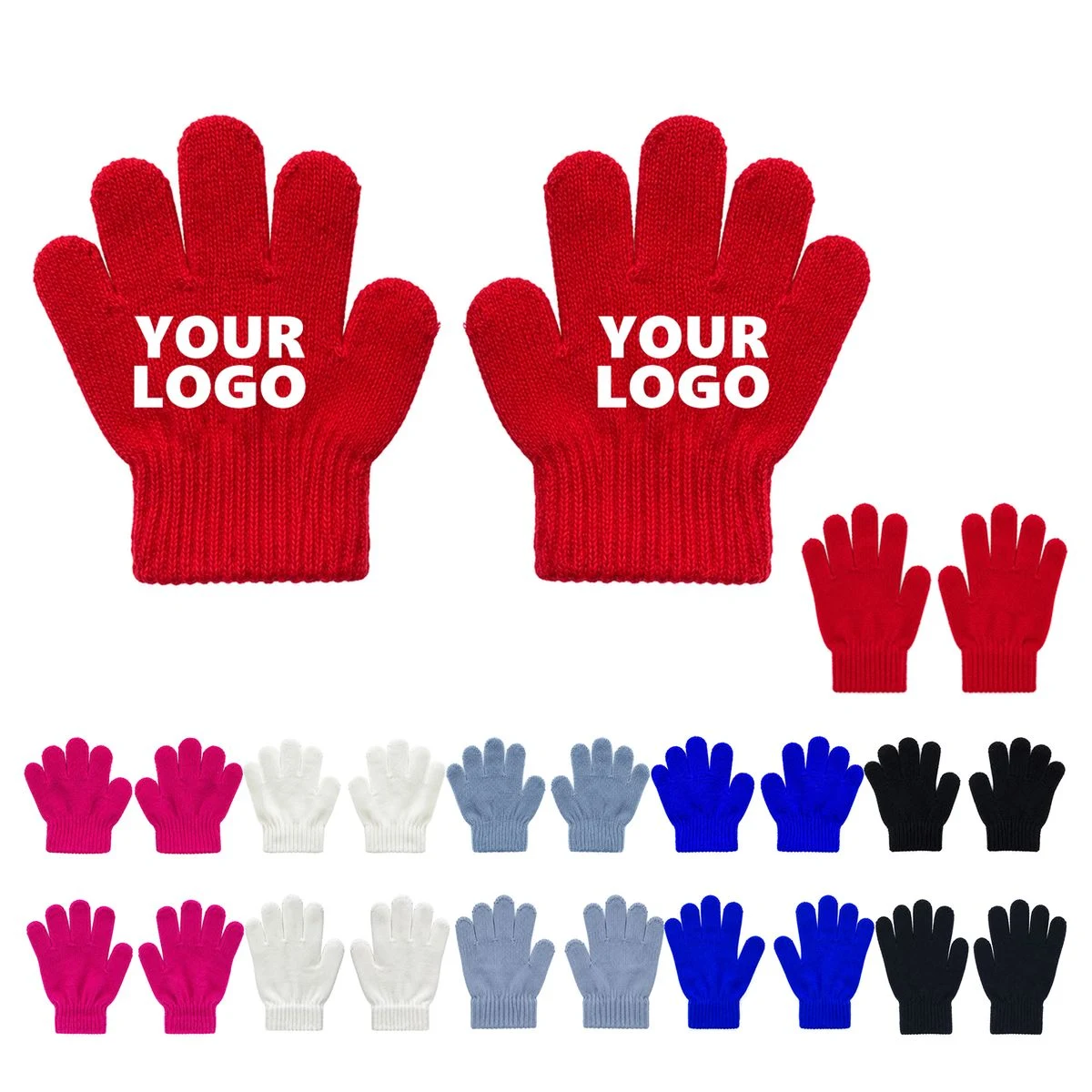 Children Knitted Five Finger Gloves 1