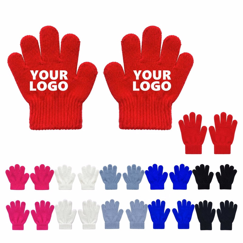 Children Knitted Five Finger Gloves
