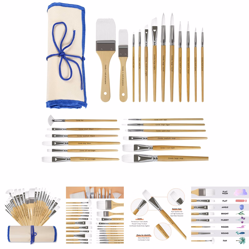 Paint Brushes Set of 24 Different Shapes