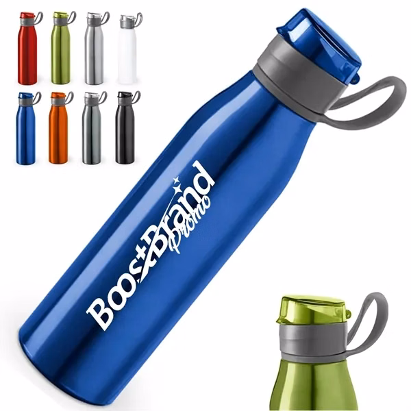 Custom 24 oz Stainless Steel Sport Water Bottle with Flip-Top Lid — Wellness Promo