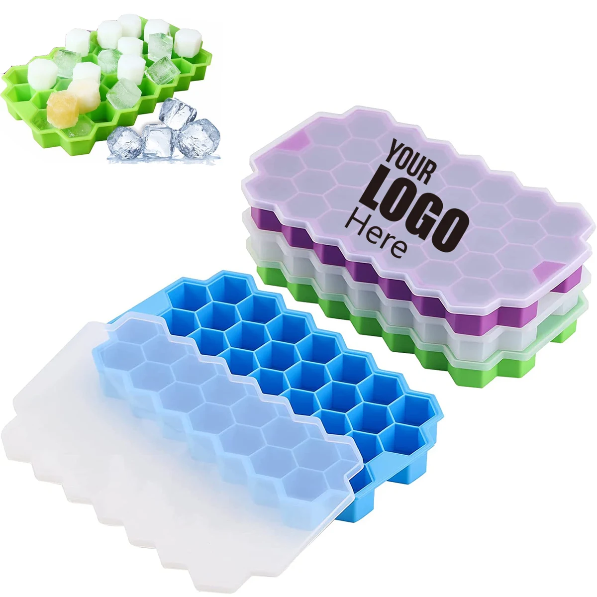 Silicone 37pcs Ice Cube Tray With Cover 1