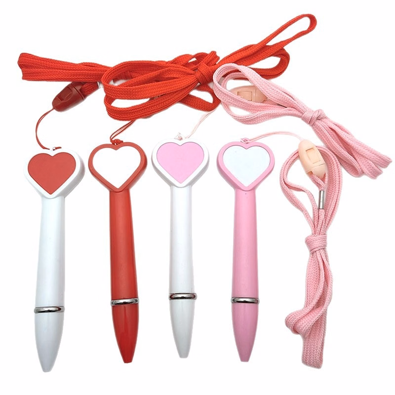 Heart-Shaped Ballpoint Pen W/ Lanyard
