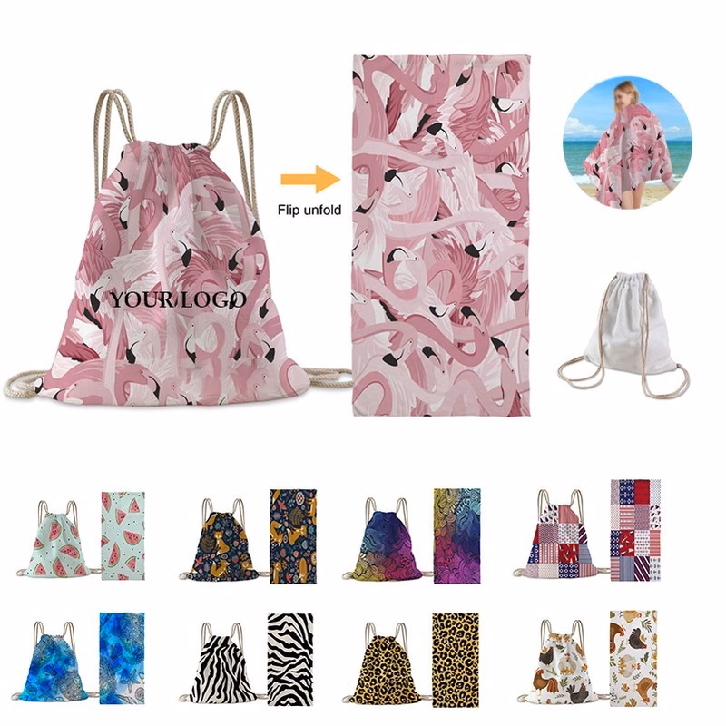 Multi-Functional Microfiber Beach Towel Bag