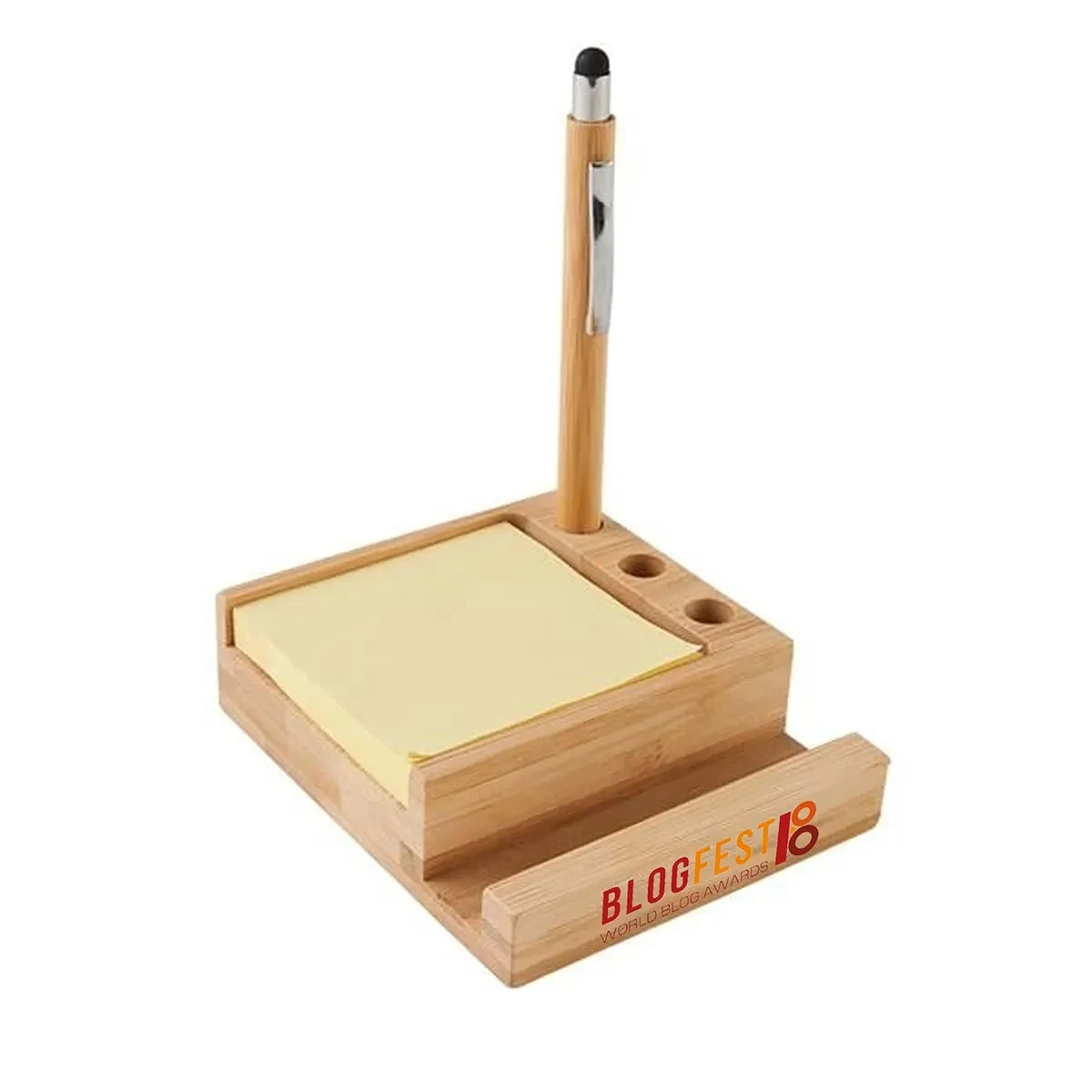 Custom Bamboo Desk Organizer with Phone Holder 1