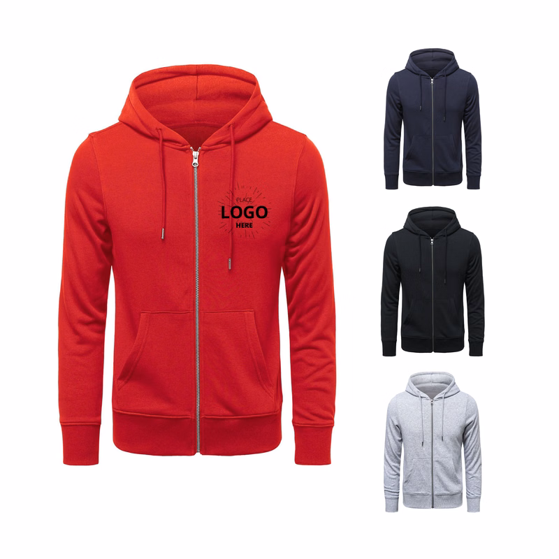 Unisex Long Sleeve Fleece Full Zip Hoodie Sweatshirt