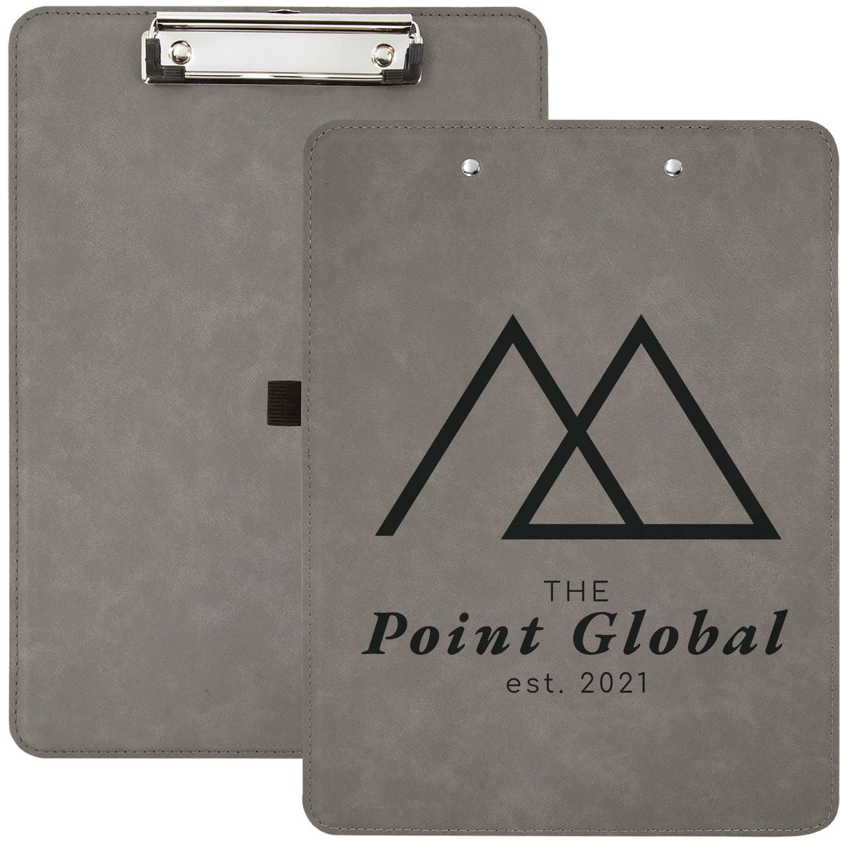 9" x 12 1/2" Gray/Black Leatherette Clipboard 1