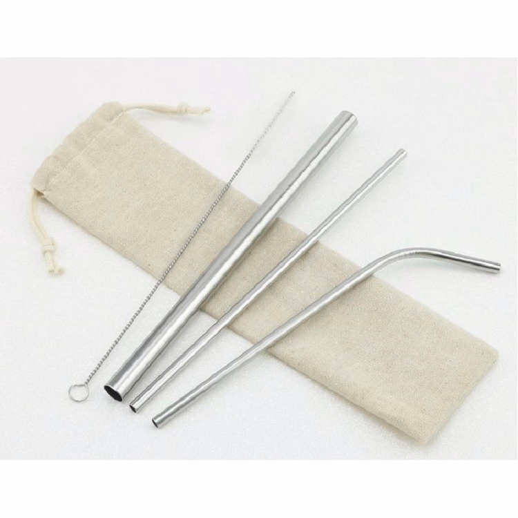 3 Stainless Steel Straw With 1 Cleaning Brush