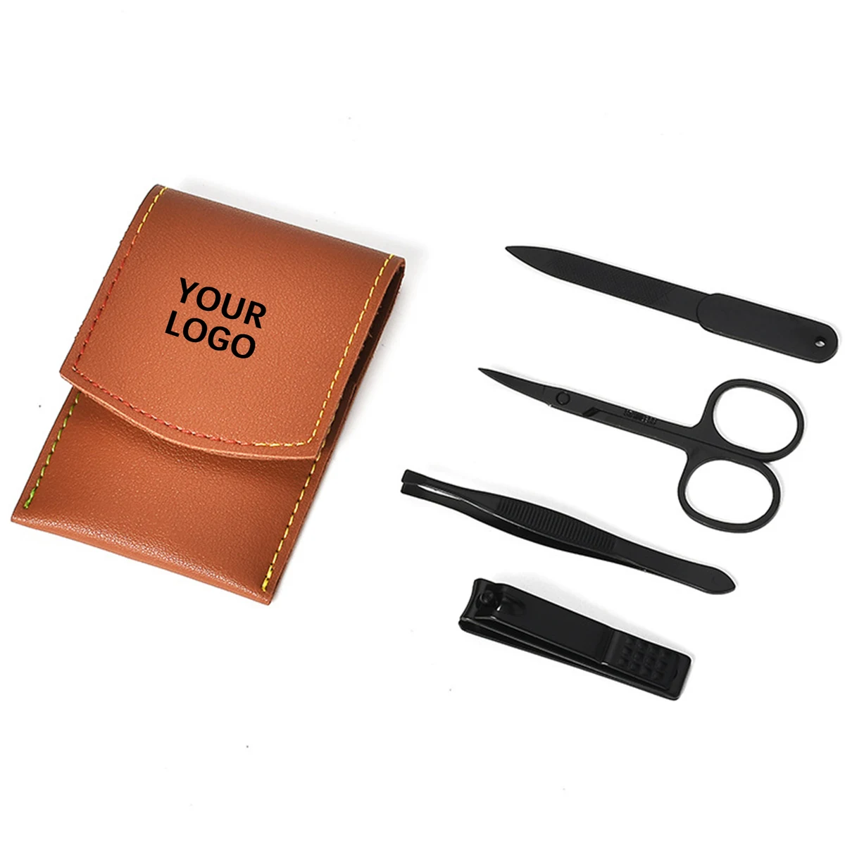 Stainless Steel Nail Care Kit In Leather Case 4" x 3" 1