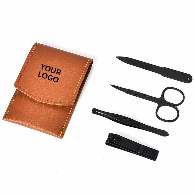 Stainless Steel Nail Care Kit In Leather Case 4" x 3"