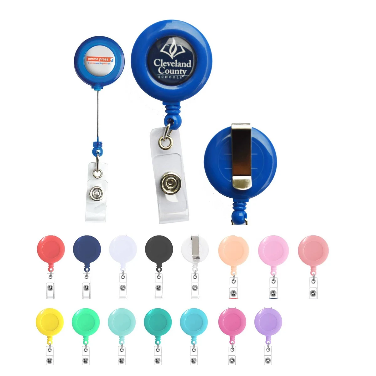 Round Retractable Badge Holder W/ Clip 1