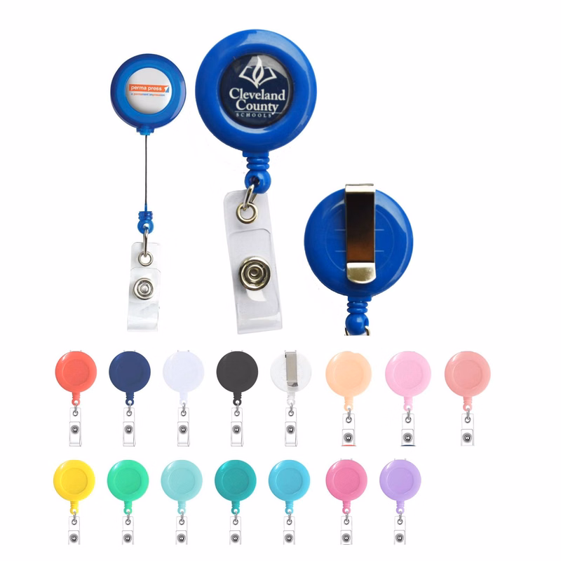 Round Retractable Badge Holder W/ Clip