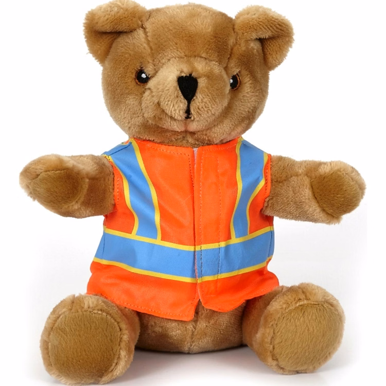 10" Extra Soft Brown Bear w/Safety Vest
