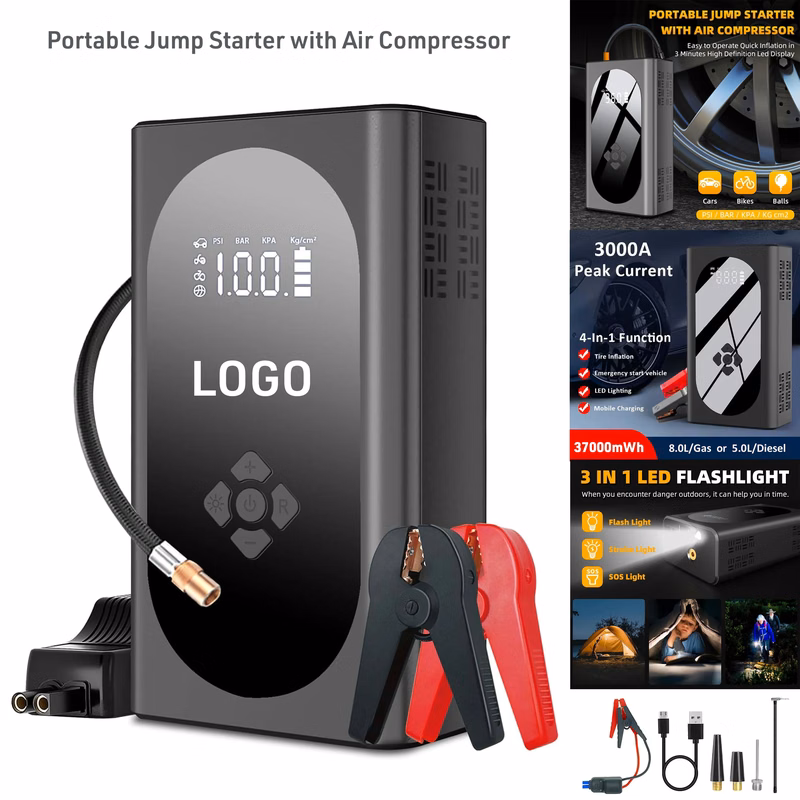 12V 37000mWh Jump Starter with Air Pump