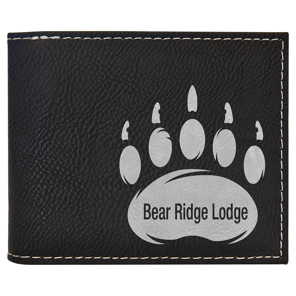 Black/Silver Leatherette Bi-Fold Wallet w/Flip ID Display 1