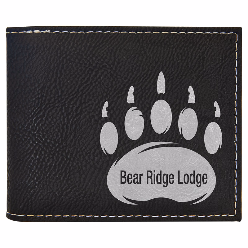 Black/Silver Leatherette Bi-Fold Wallet w/Flip ID Display