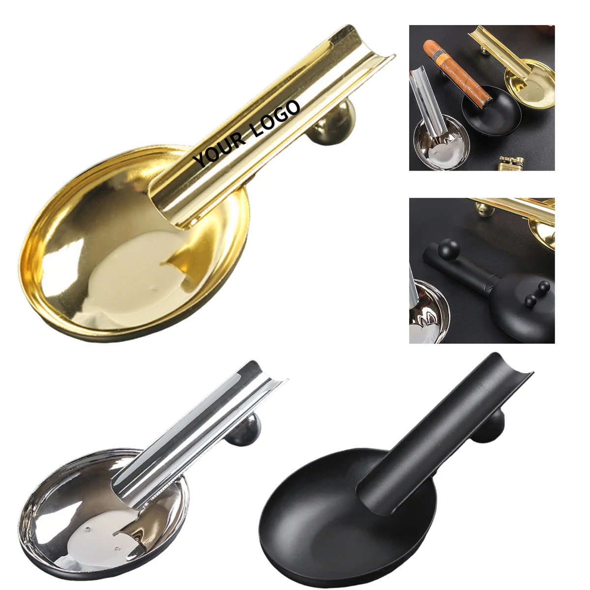 Stainless Steel Cigar Ashtray Spoon Shape 6.2 x 2.6 x 1.2" 1