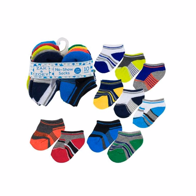 Boys' No-Show Socks - Asst Prints 0-12M 10 Pk