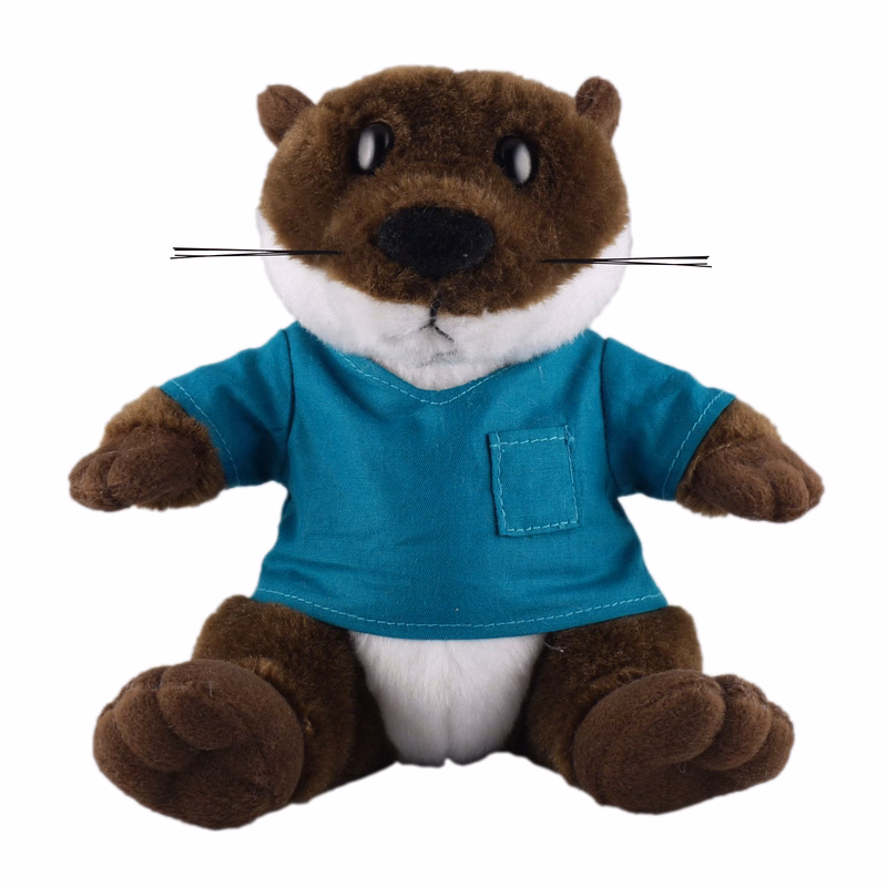 Soft Plush Stuffed Sitting Otter wearing a Scurb Shirt