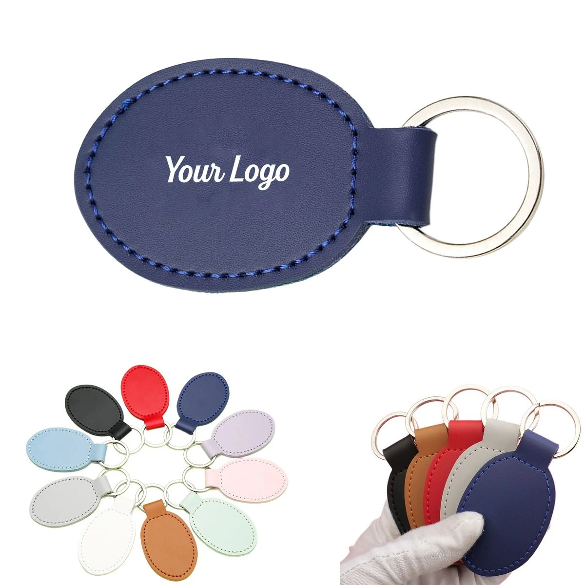 Oval PU Leather Key Fob 1