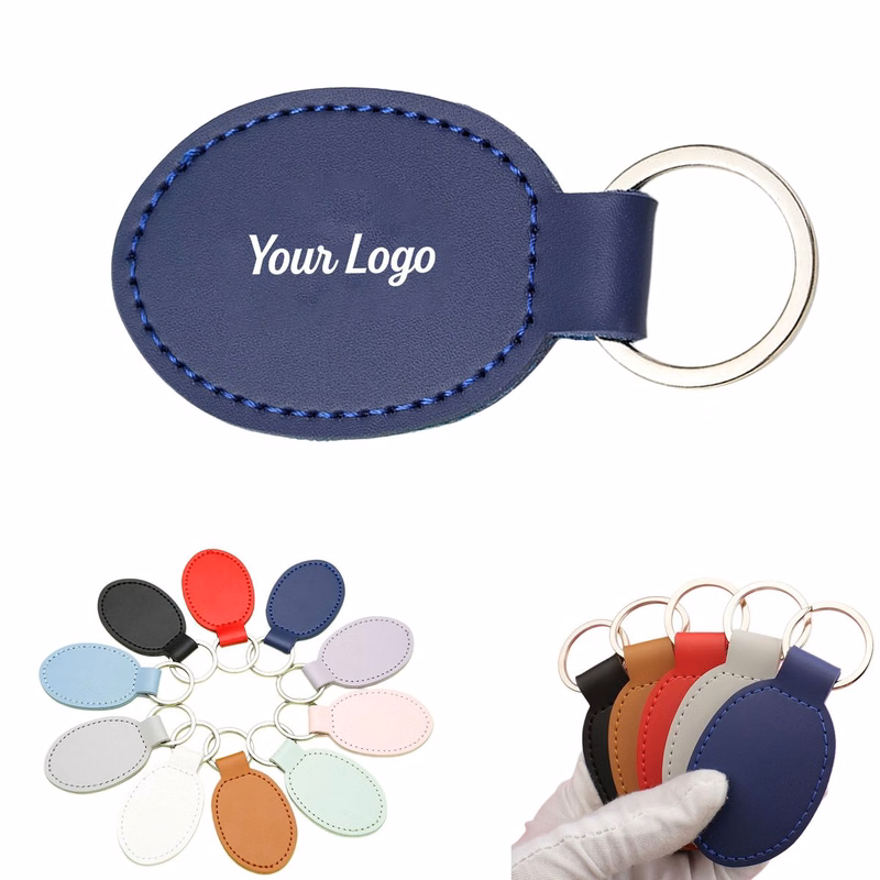 Oval PU Leather Key Fob