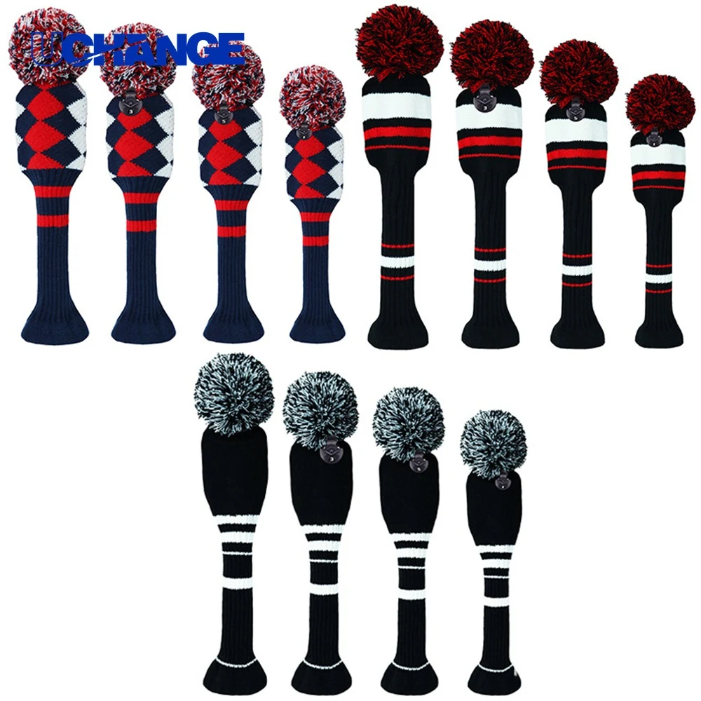 Knit Golf Club Head Cover Set with Number Tags 1