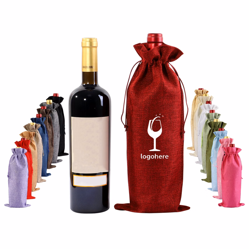 Holiday Wine Bag with Drawstring