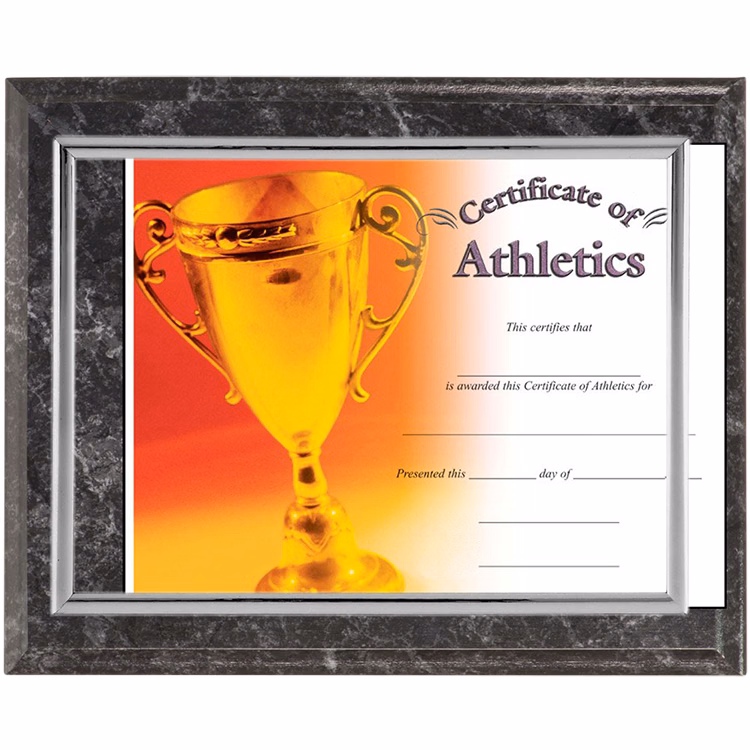 Slide In Certificate Plaque-Marbled Black