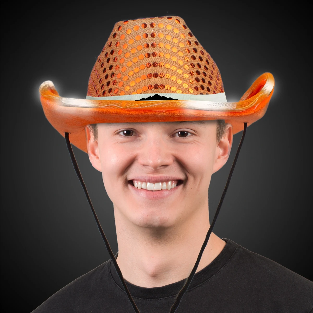 LED Orange Sequin Cowboy Hat(Blank) 1