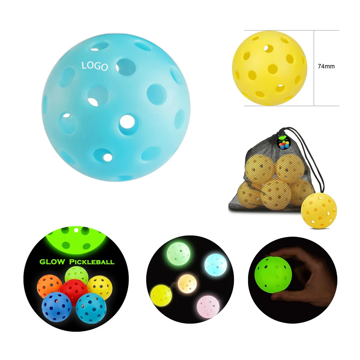 3" 40 Holes Luminous Pickleball 1