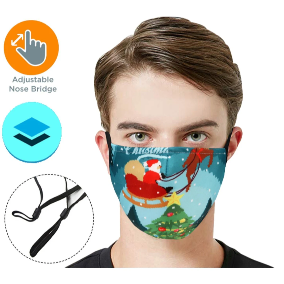 RUSH 2-Layer Face Mask w/ Full Color Logo Adjustable Masks 1