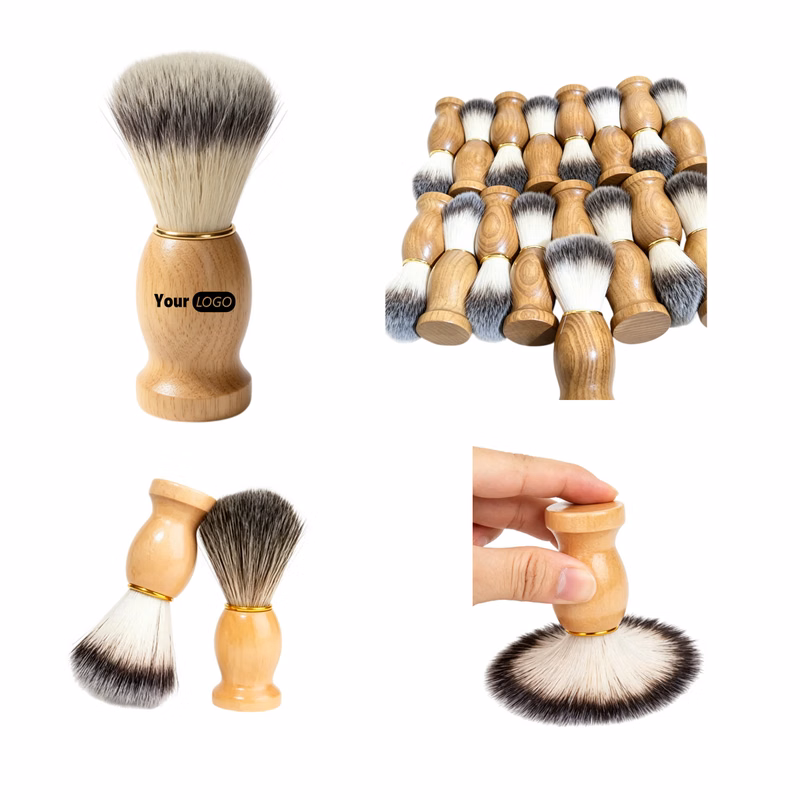 Custom Printed Wooden Handle Facial Hair Brus