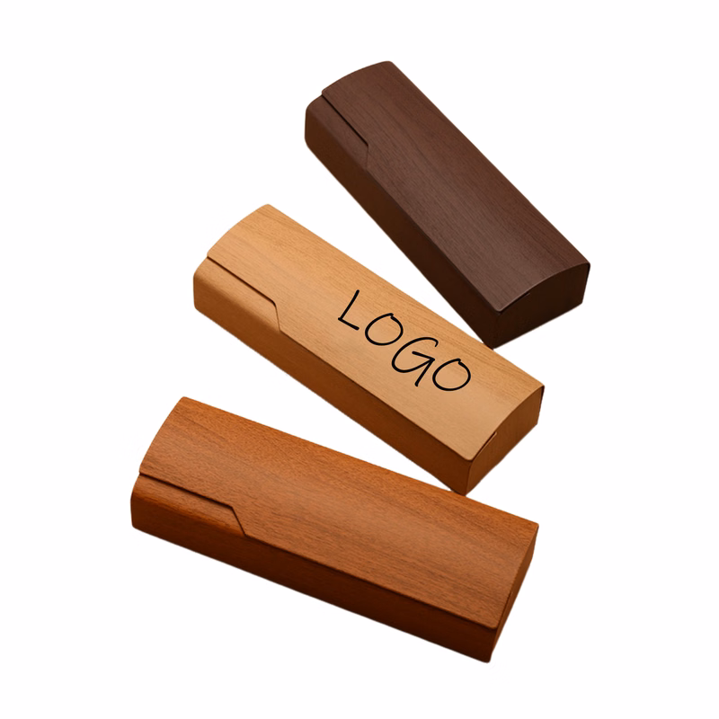 Wood Grain Metal Glasses Case