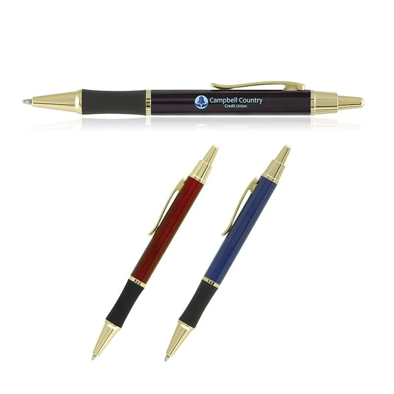 Matrix Grip Pen w/ Gold Top & Accents - Laser - Metal Pen 1