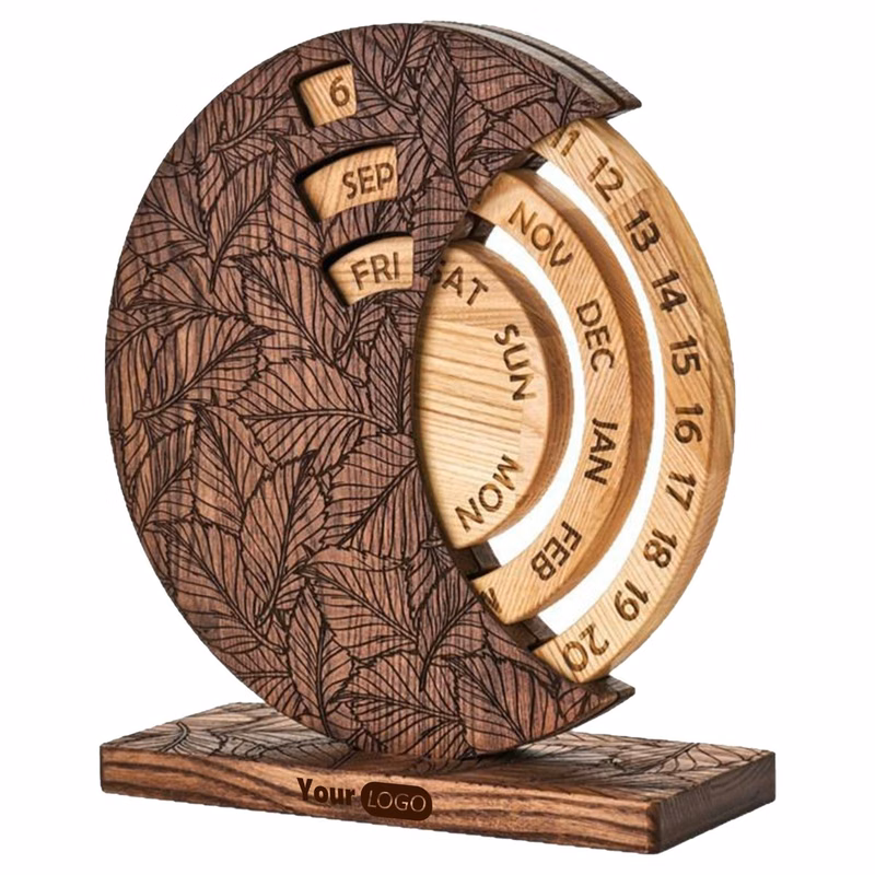 Wooden Perpetual Desk Calendar