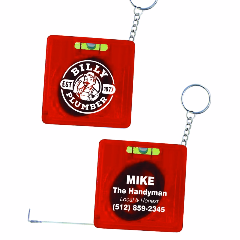 Union Printed "Square Shaped" 39' Tape Measure with Level Window and Key Tag