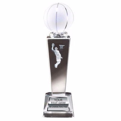 Crystal Tower Basketball Male Award 9x2.5"