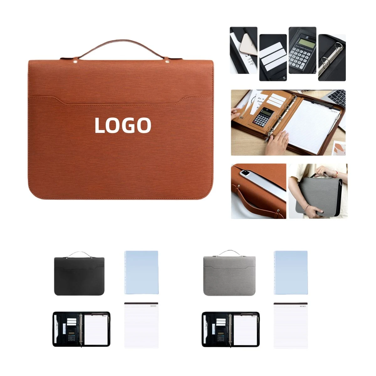 Zippered Leather Folder w/Calculator 1