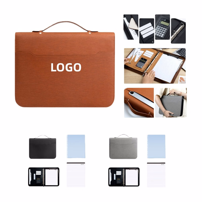 Zippered Leather Folder w/Calculator