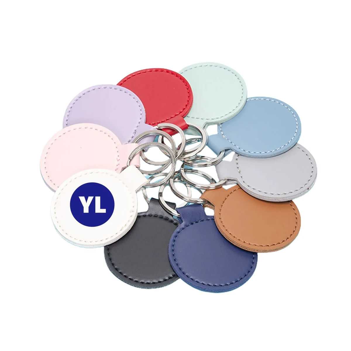 PU Leather Round Style Keychain 1