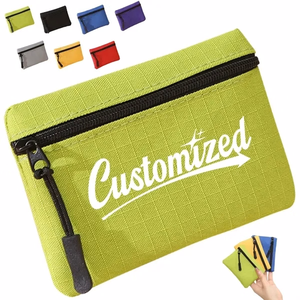 Custom Polyester Zipper Pouch with Dual Compartments — Compact Storage Organizer