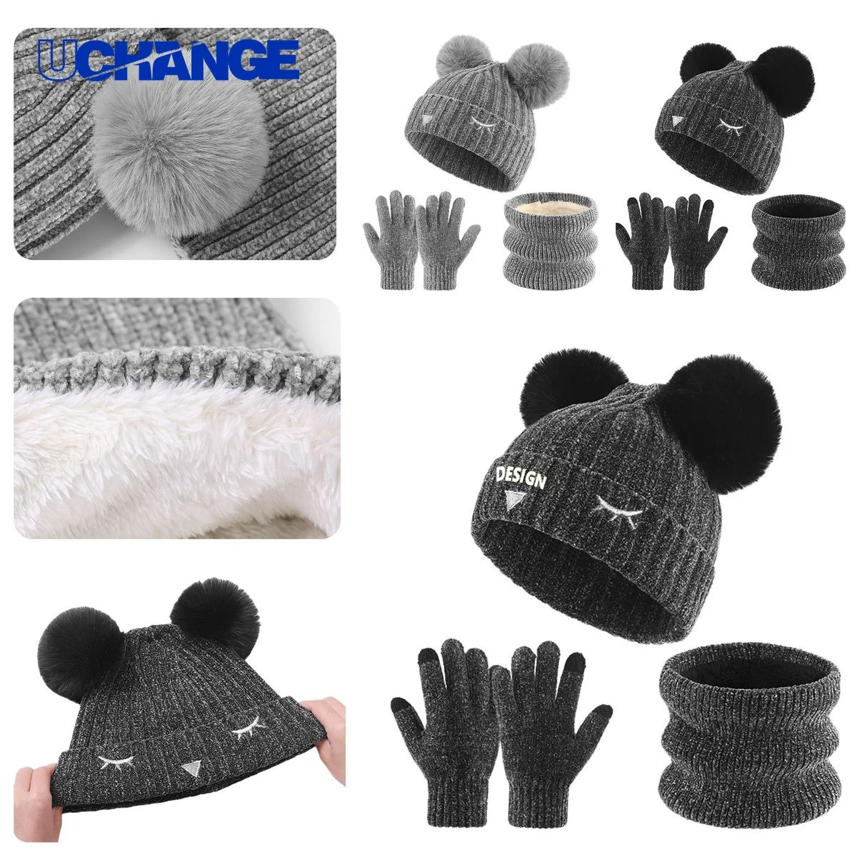 Children Hat Scarf Gloves Set 1