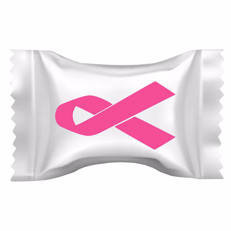 Assorted Sour Candies in a White Wrapper w/Pink Ribbon