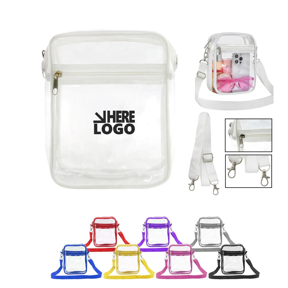 PVC Zipper Shoulder Bag With Strap 1